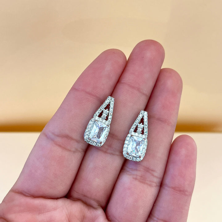 Silver zircone rectangular set