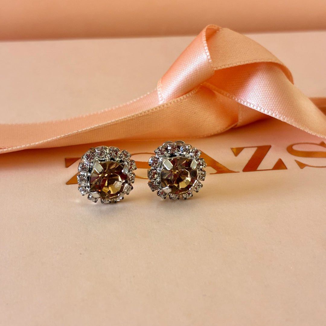 Bronze dainty Swarovski crystals silver set