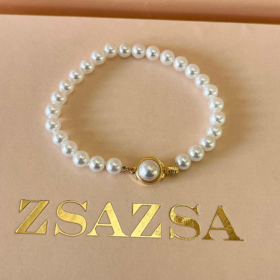 White Mallorca pearls gold plated bracelet