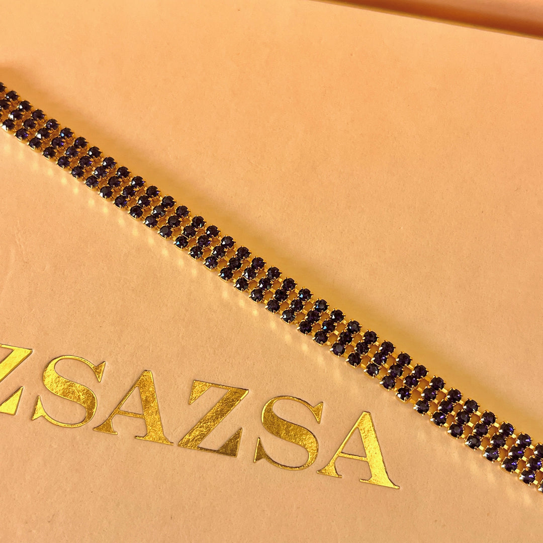 Purple preciosa crystals 3 rows bracelet