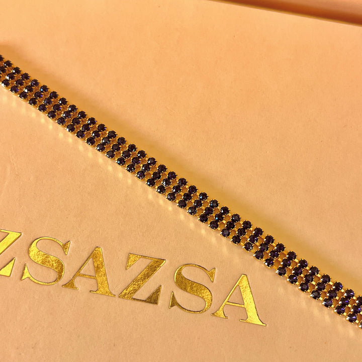 Purple preciosa crystals 3 rows bracelet