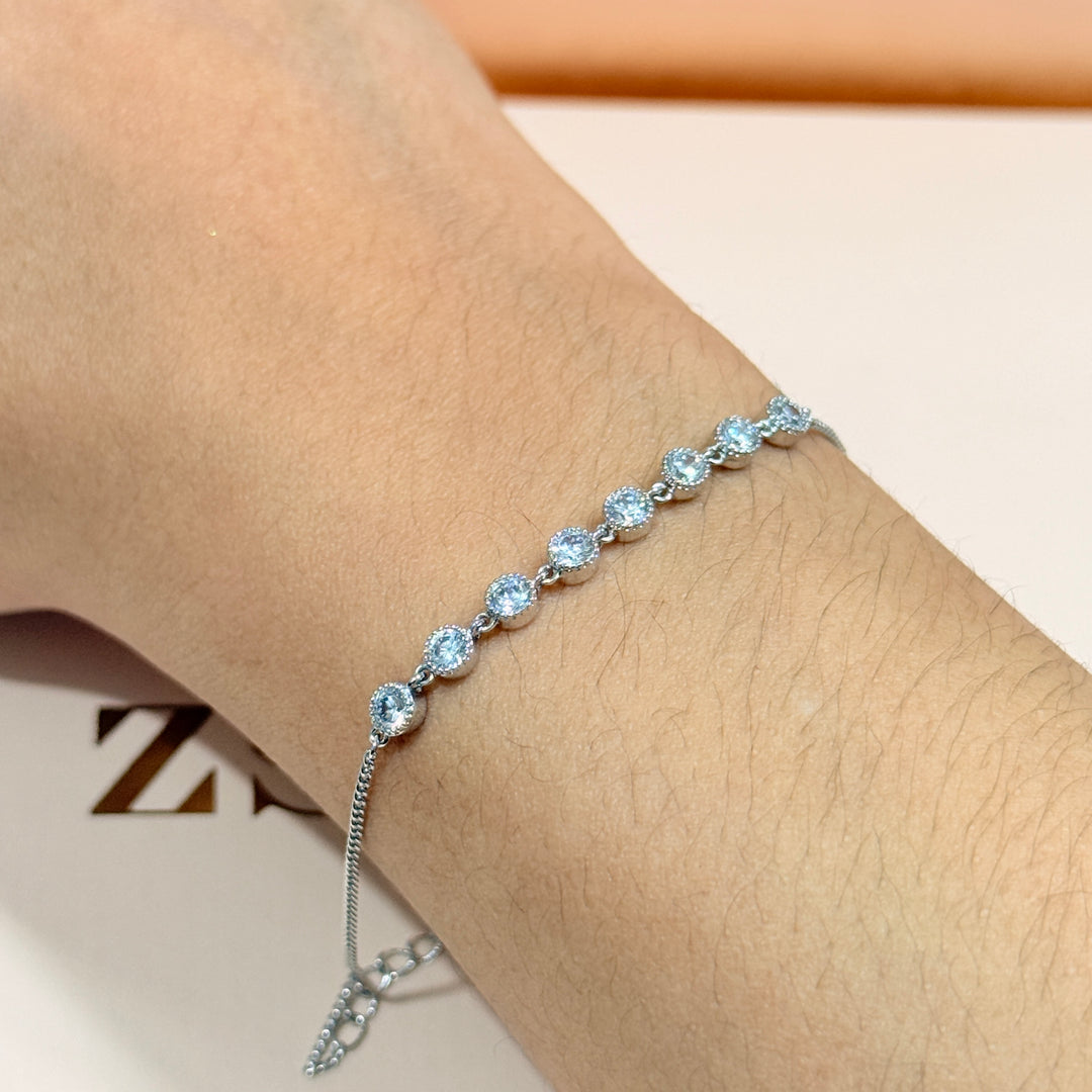 Dainty rounds zircone silver bracelet