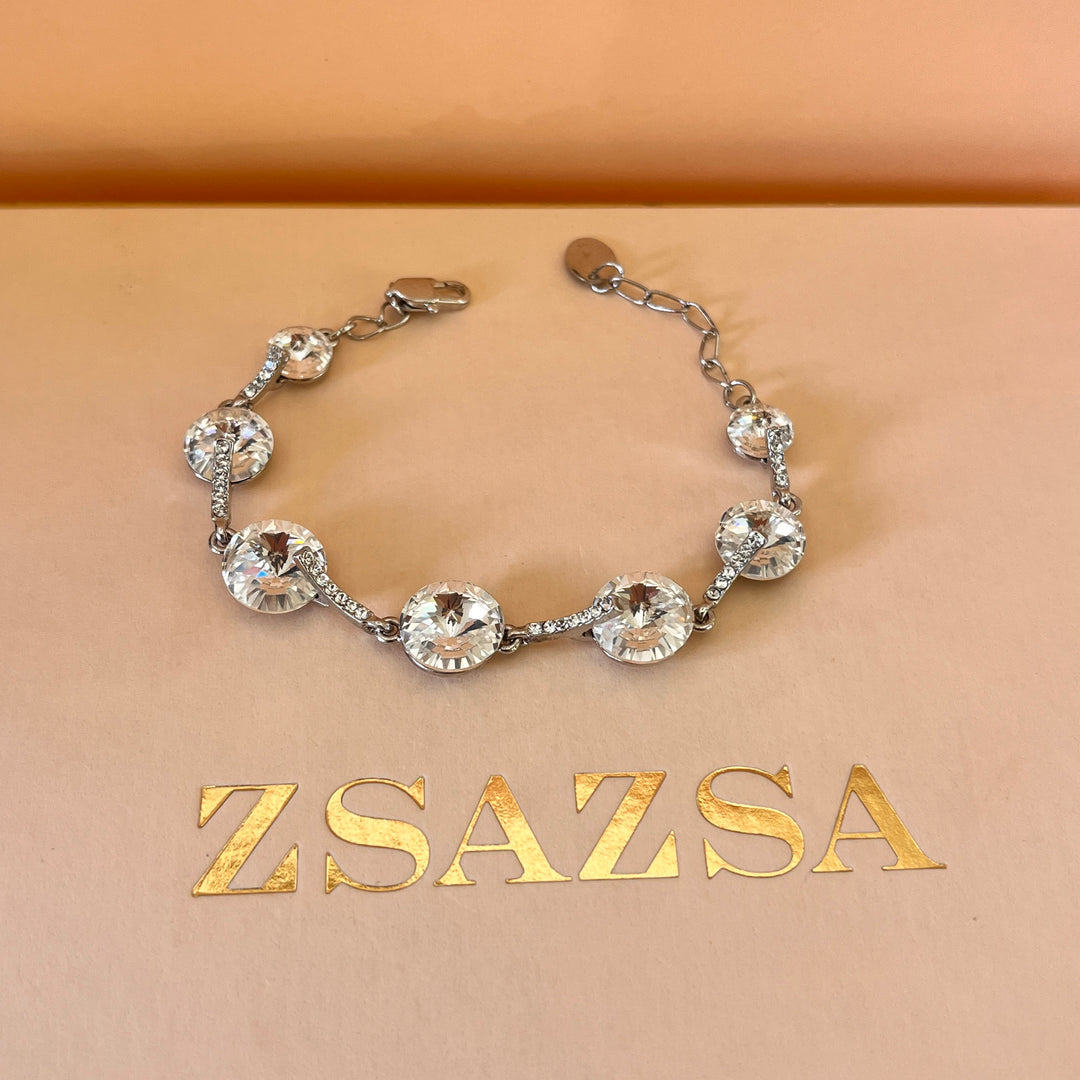 Swarovski crystals round white gold plated set