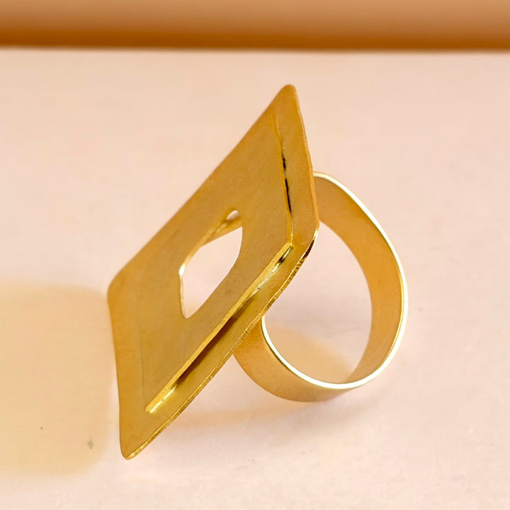 Handmade Double Hollow Square Gold Ring | Gold Plated | ZsaZsa