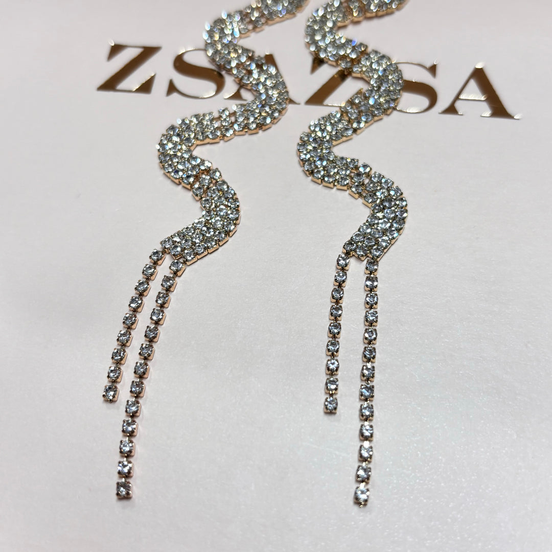 Elegant black gold snake earrings