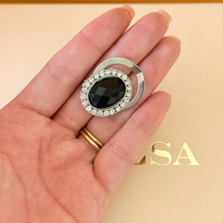 Rhinestone black scarf clip