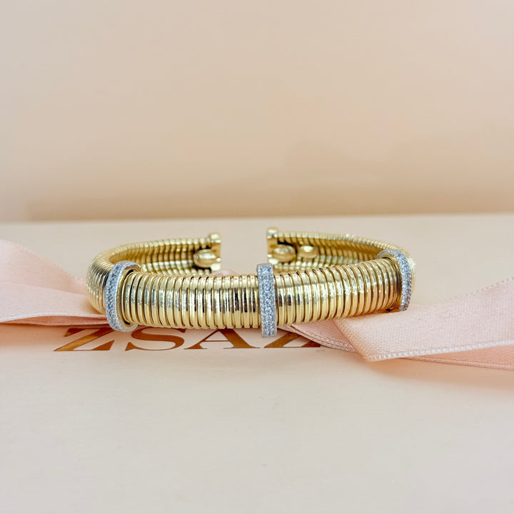 Zircone sterling silver & gold plated bangle