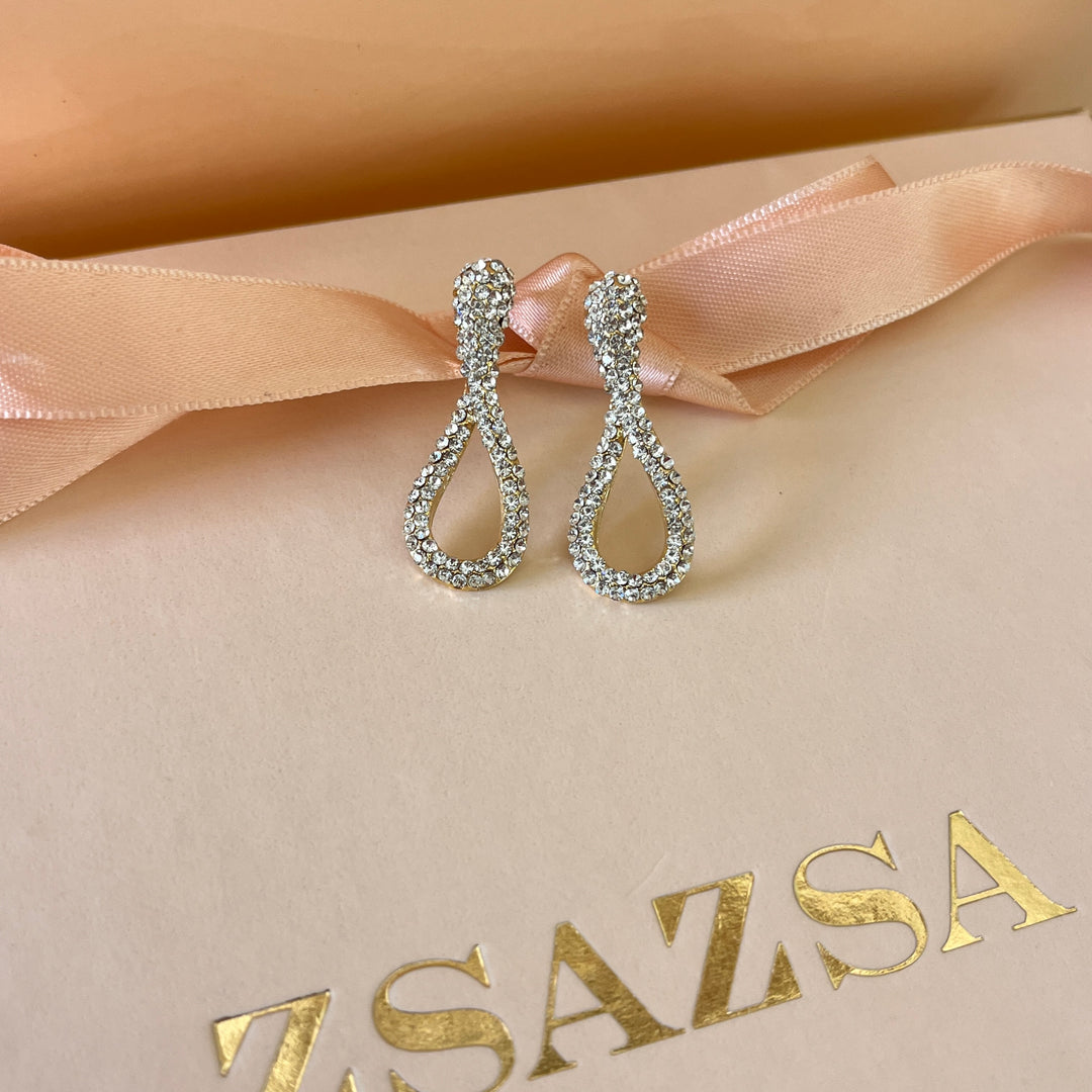 Preciosa crystals gold plated knott earrings