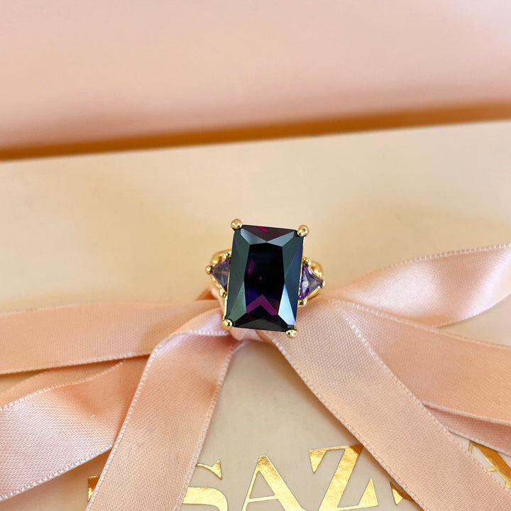 Purple rectangular ring