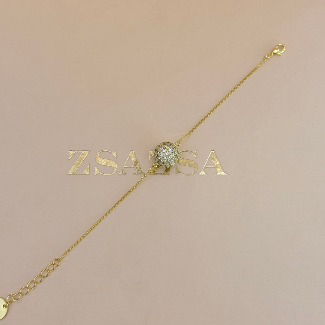 Zircone ball gold plated pendant & bracelet