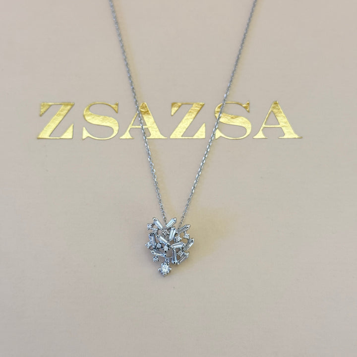 Baguette zircone silver pendant