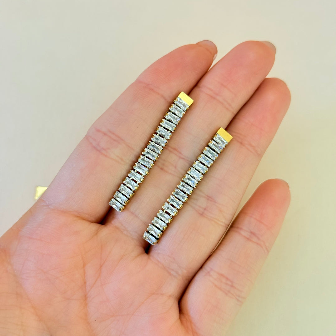 Baguette zircone stainless steel set