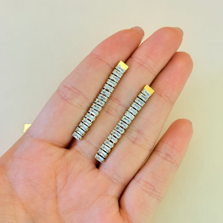 Baguette zircone stainless steel set