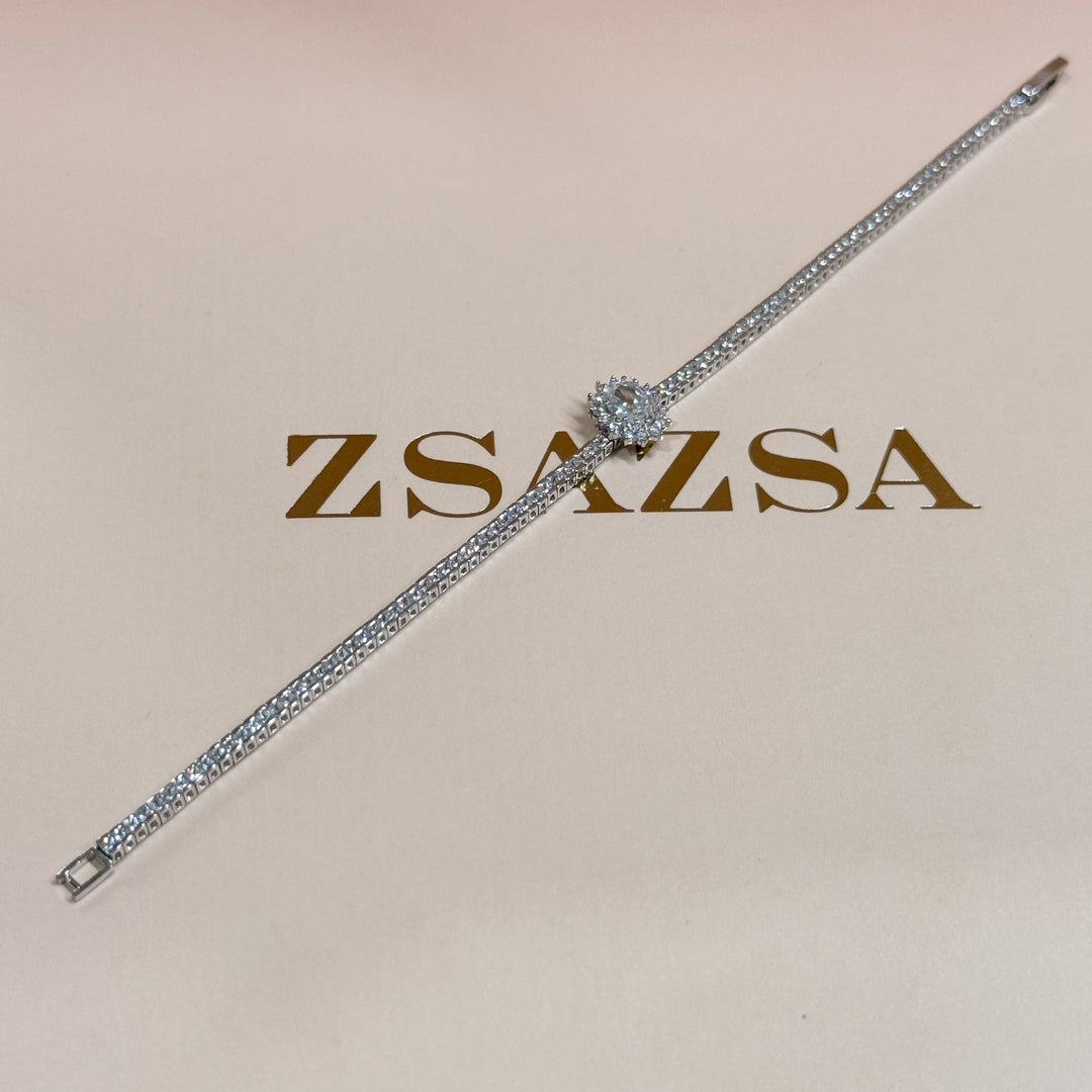 Oval zircone silver bracelet