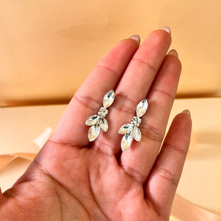 Marquise rhinestone white gold plated set