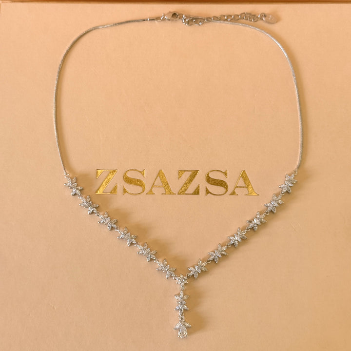 Marquise and teardrop zircone silver set