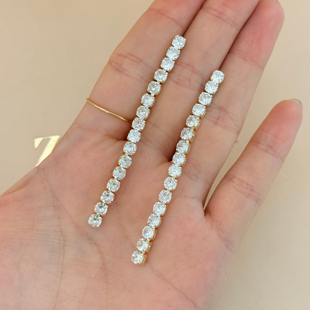 Long tennis zircone gold plated earrings