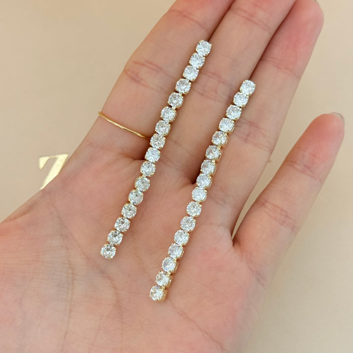 Long tennis zircone gold plated earrings