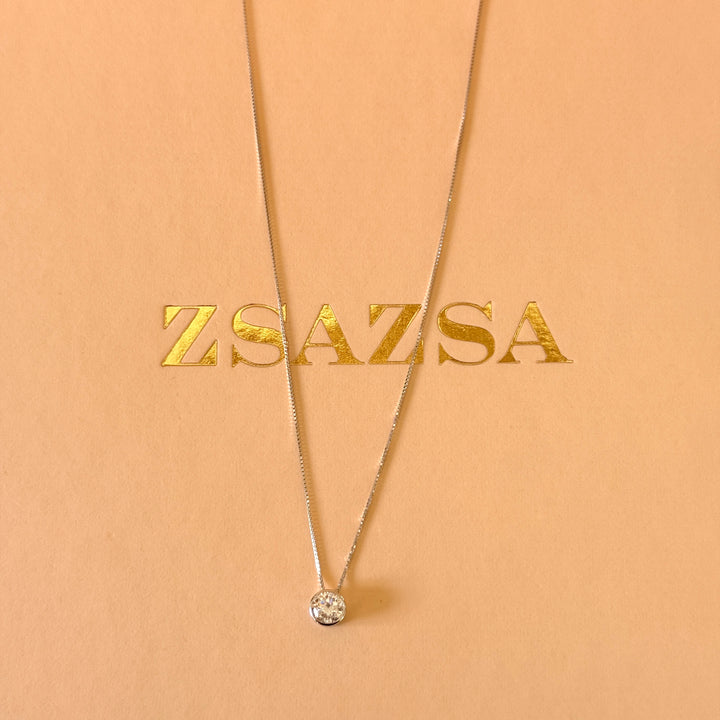 Large solitaire zircone sterling silver pendant