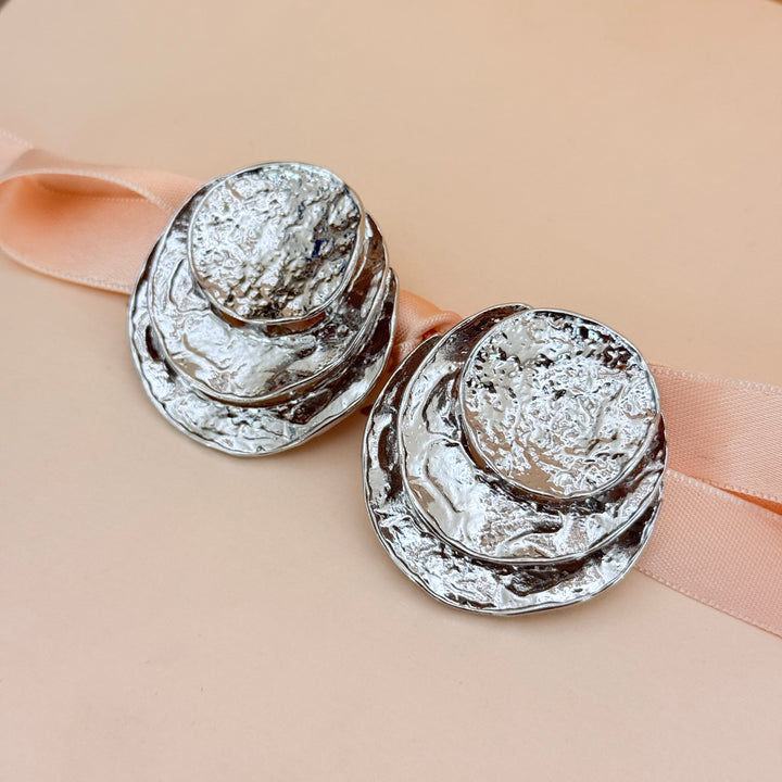 Plain chunky silver clip on earrings