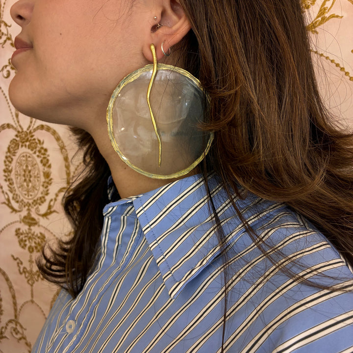 Handmade resin light blue big earrings