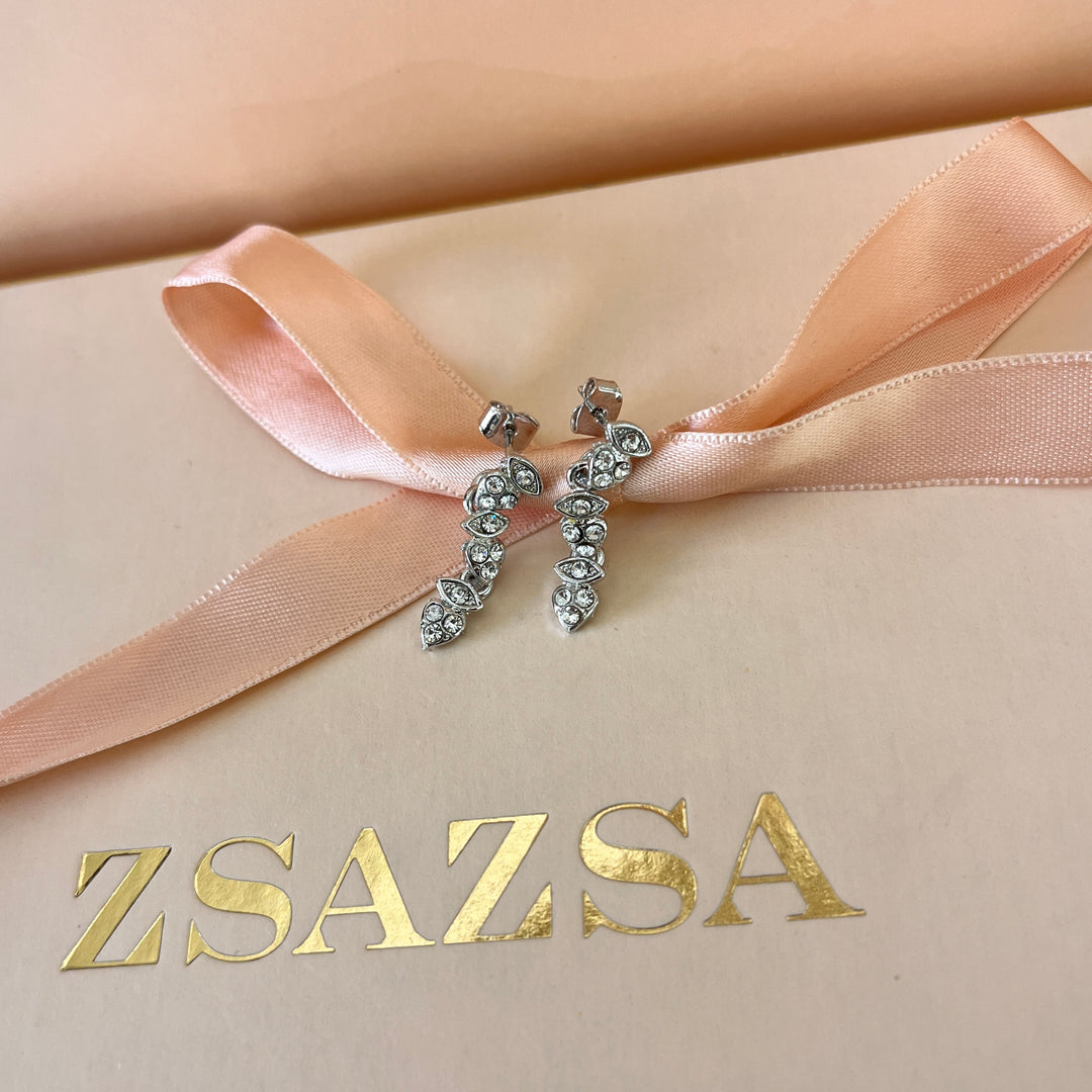 Swarovski crystals heart & marquise shapes white gold plated set