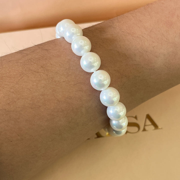 White Mallorca pearls gold plated bracelet