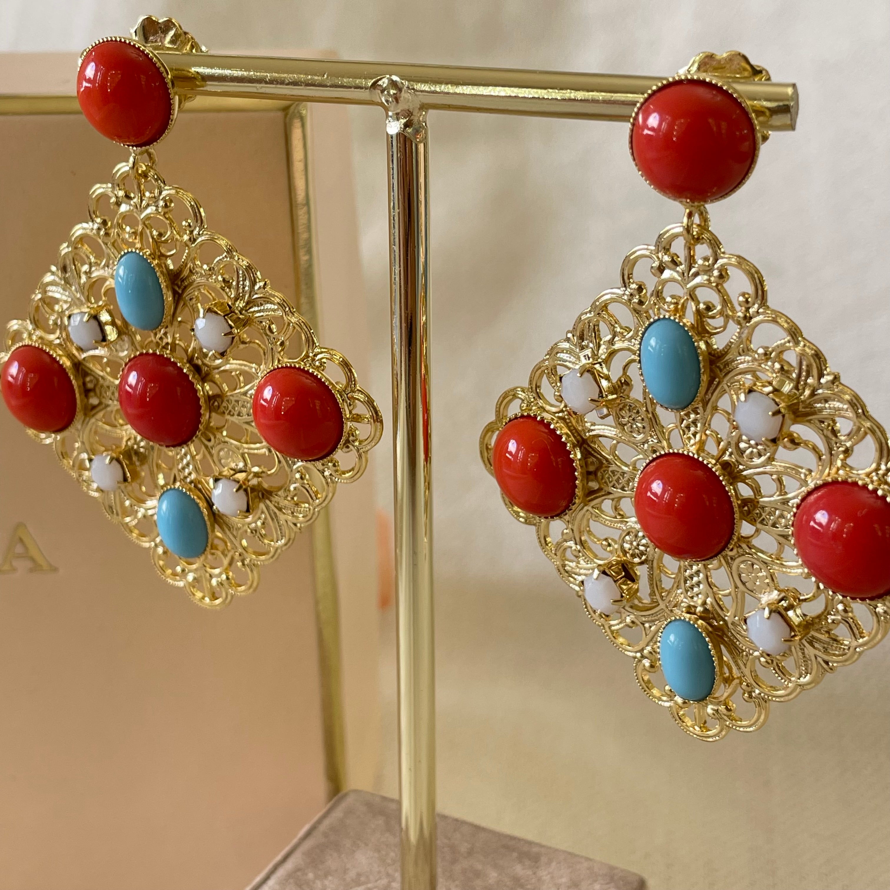 Summer earrings coral and turquoise