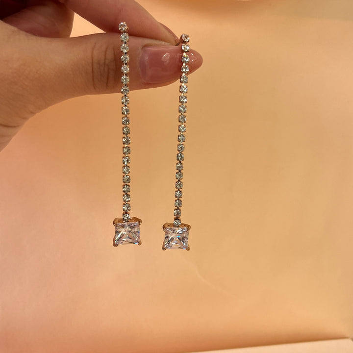Square zircone rose gold plated earrings