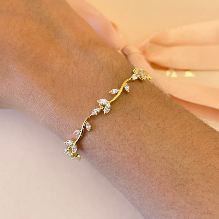 Marquise zircone gold plated earrings and bracelet set