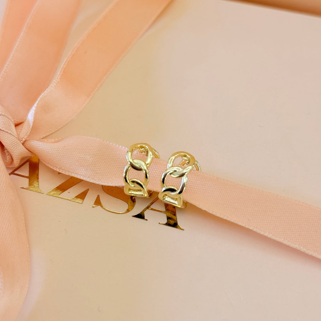 Chain sterling silver gold plated hoops