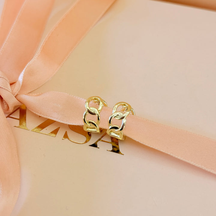 Chain sterling silver gold plated hoops