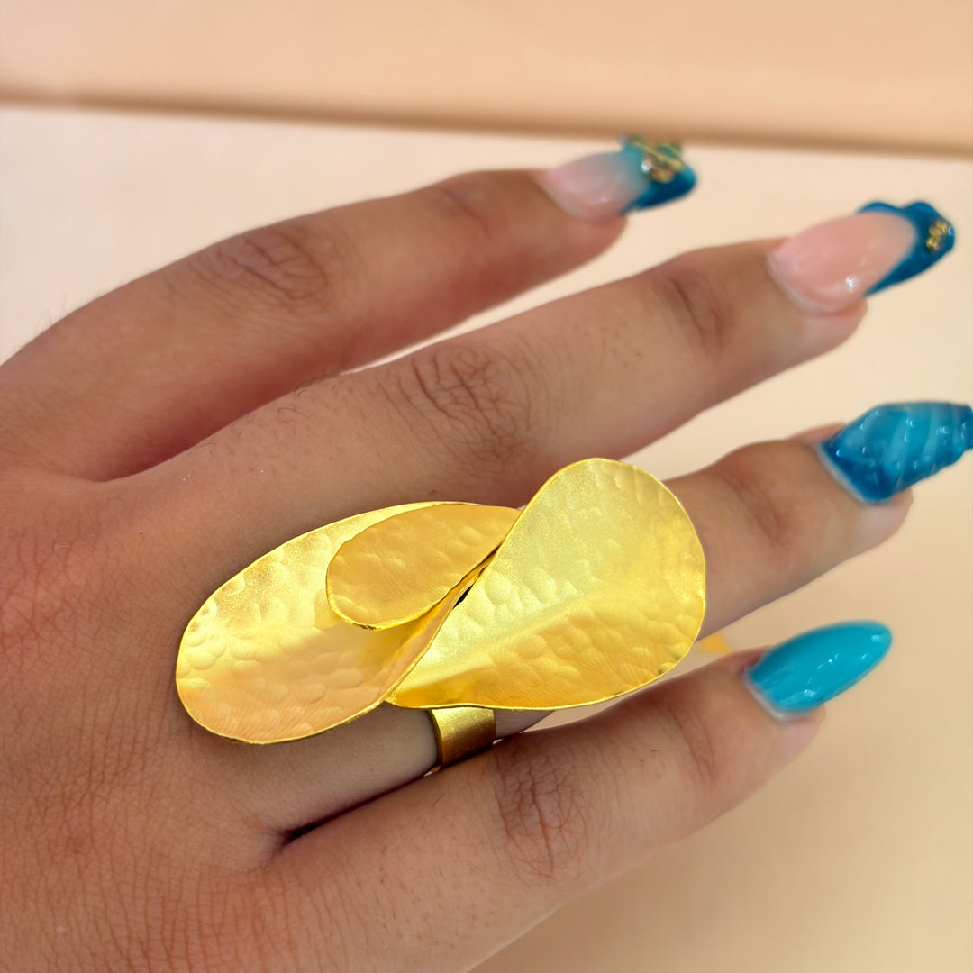 Handmade Inerlocking Petal Ring | Gold Plated | ZsaZsa