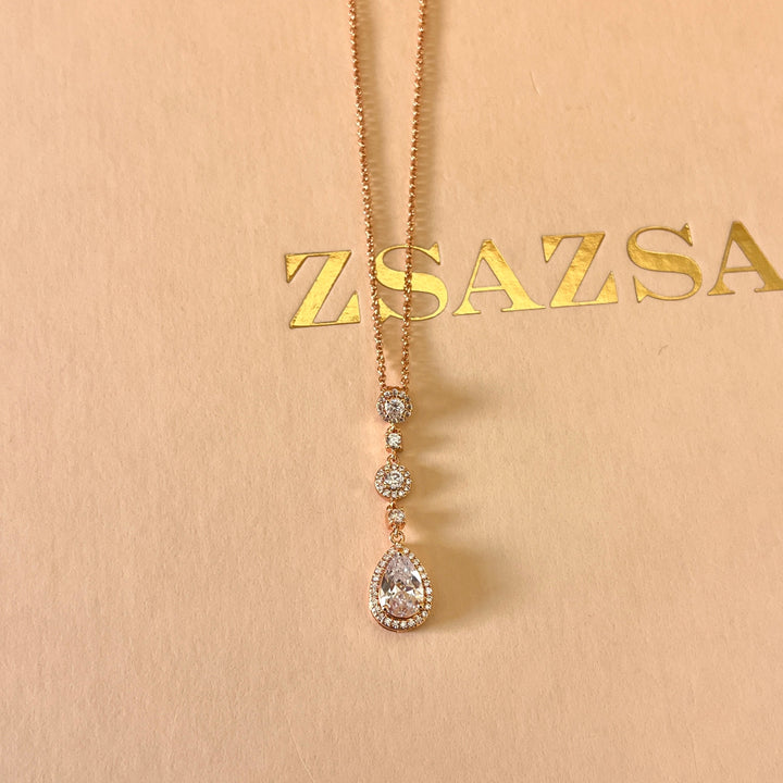 Teardrop zircone rose gold plated pendant
