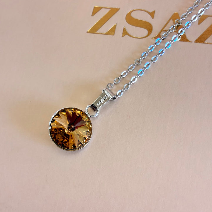 Bronze Swarovski crystals casual silver set