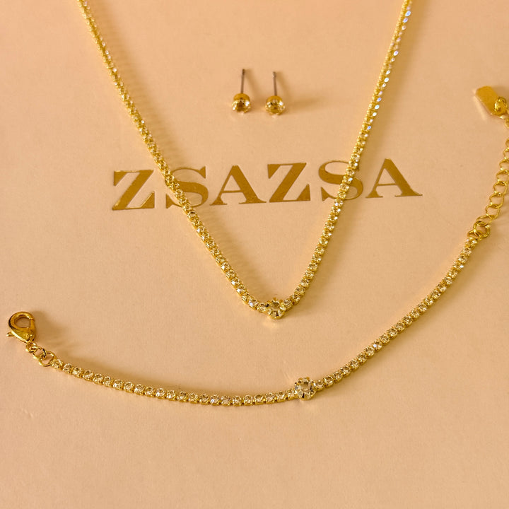 Dainty zircone gold plated set
