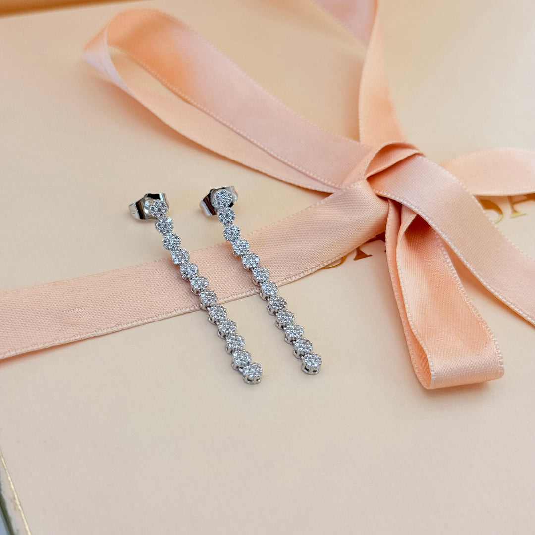 Flower zircone silver earrings