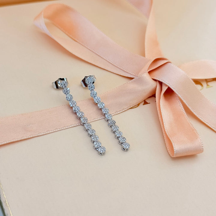 Flower zircone silver earrings