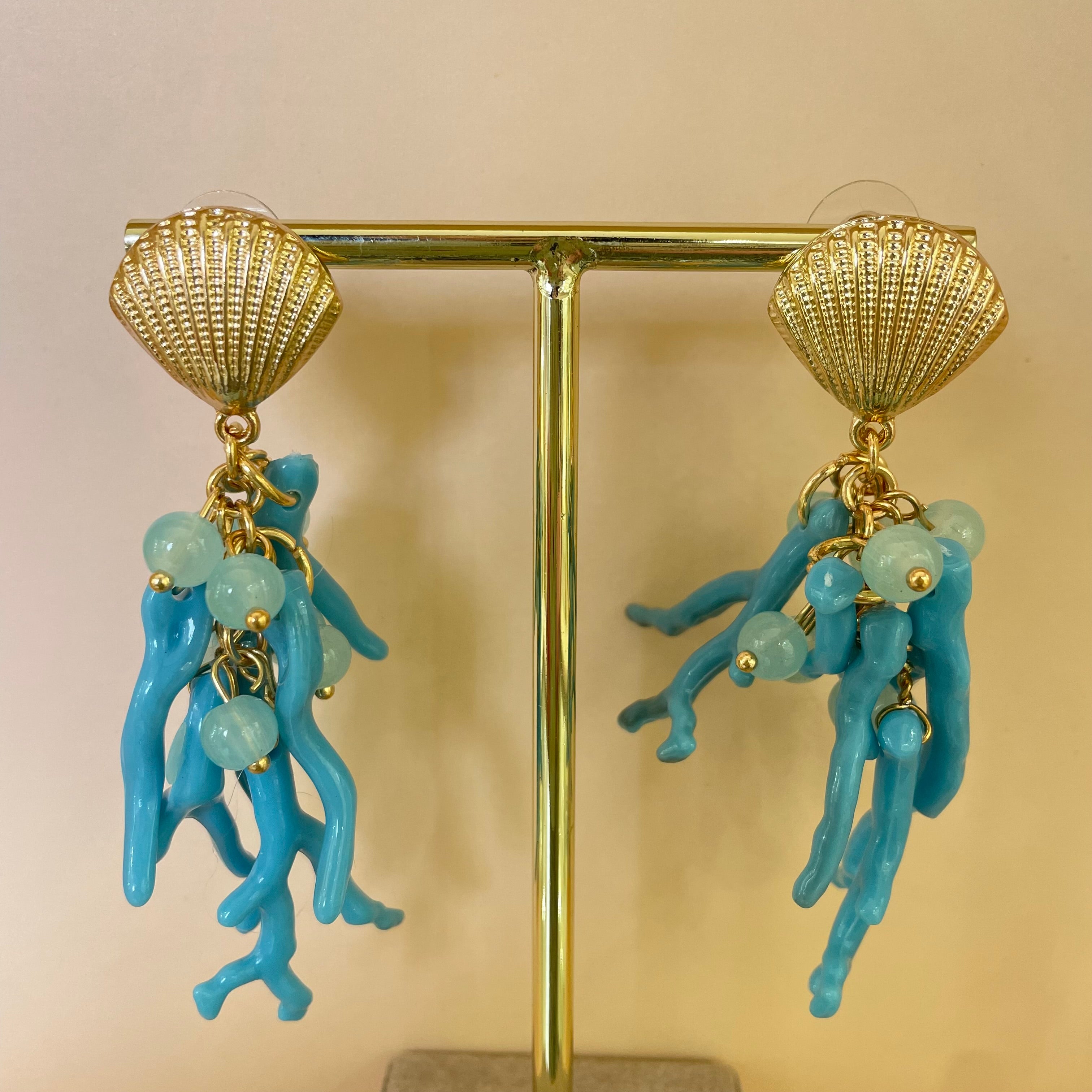 Turquoise coral earrings