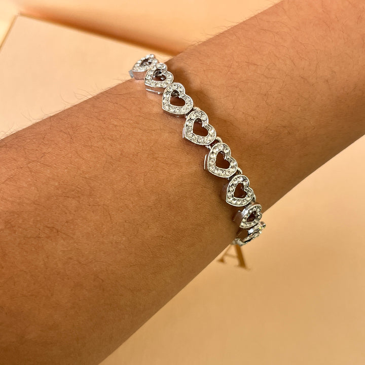 Swarovski crystals heart white gold plated set