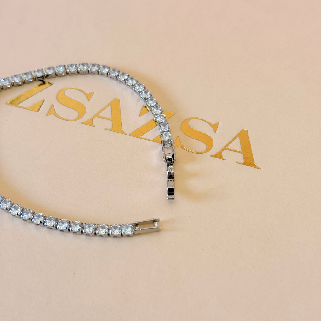 Dainty tennis zircone silver bracelet