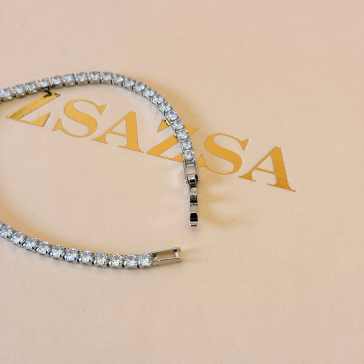 Dainty tennis zircone silver bracelet