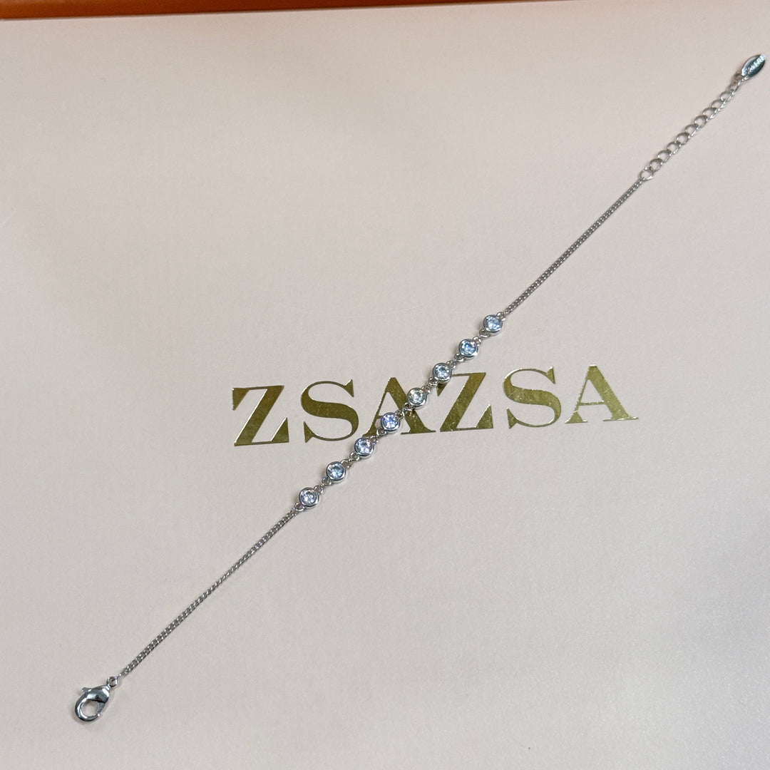 Dainty rounds zircone silver bracelet