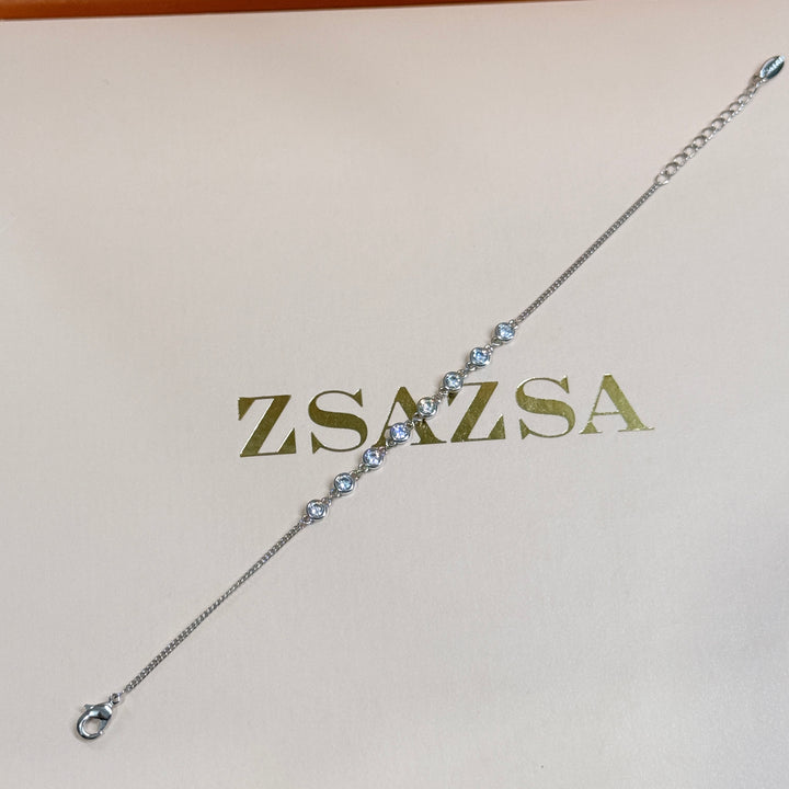 Dainty rounds zircone silver bracelet
