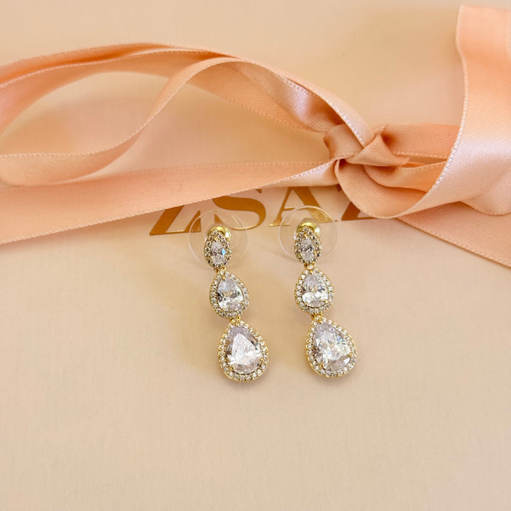 Teardrops zircone gold plated earrings