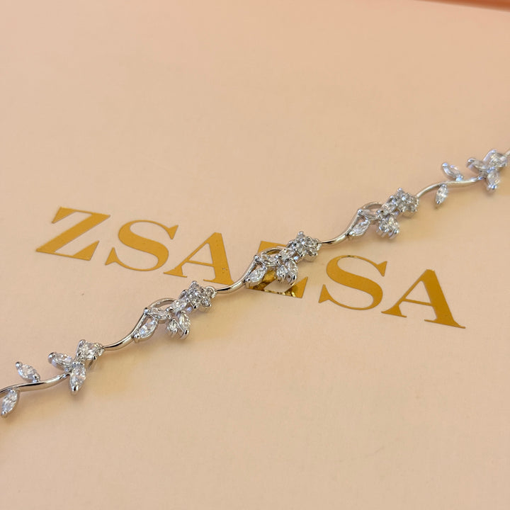 Dainty marquise zircone silver bracelet