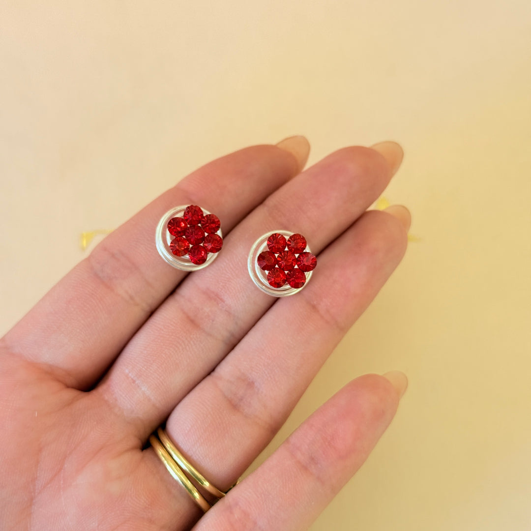 Rhinestone red dainty flower spiral hair