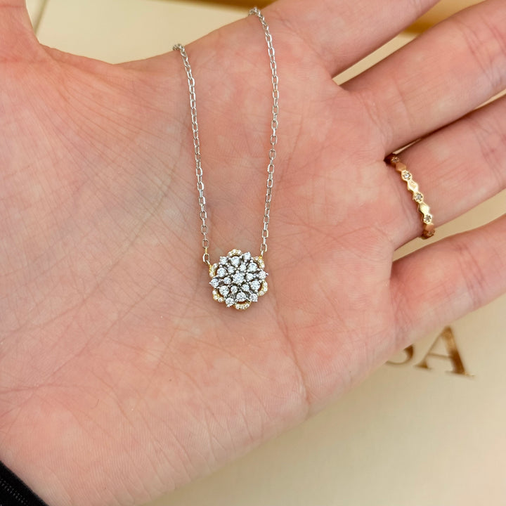 Flower sterling silver zircone pendant set