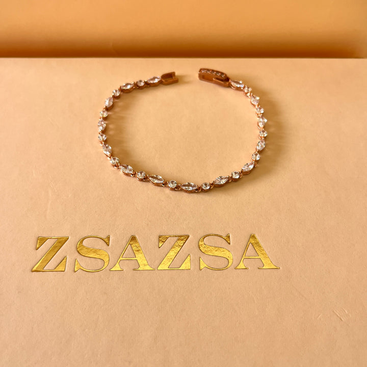 Marquise and round zircone rose gold plated bracelet