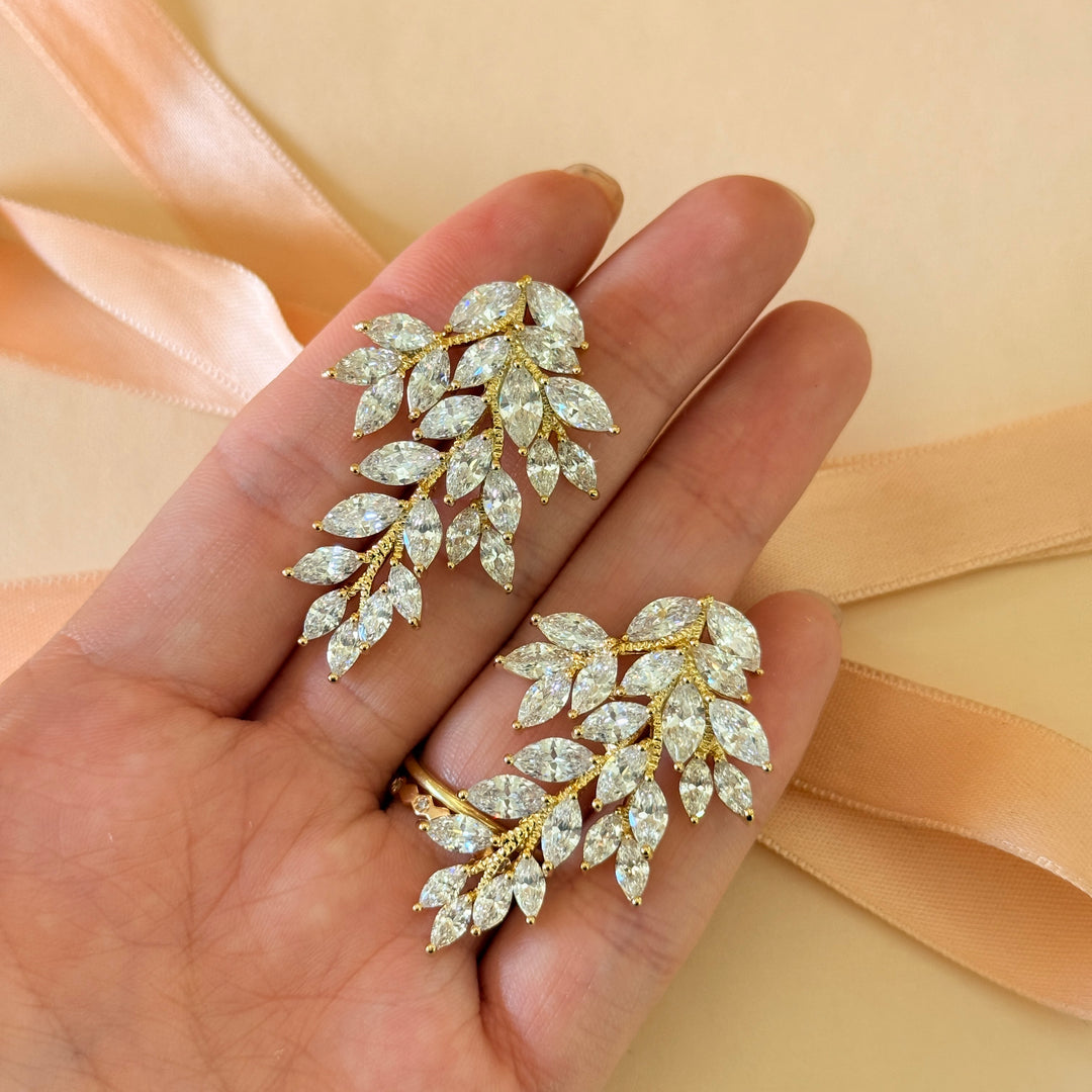 Chunky marquise gold plated earrings